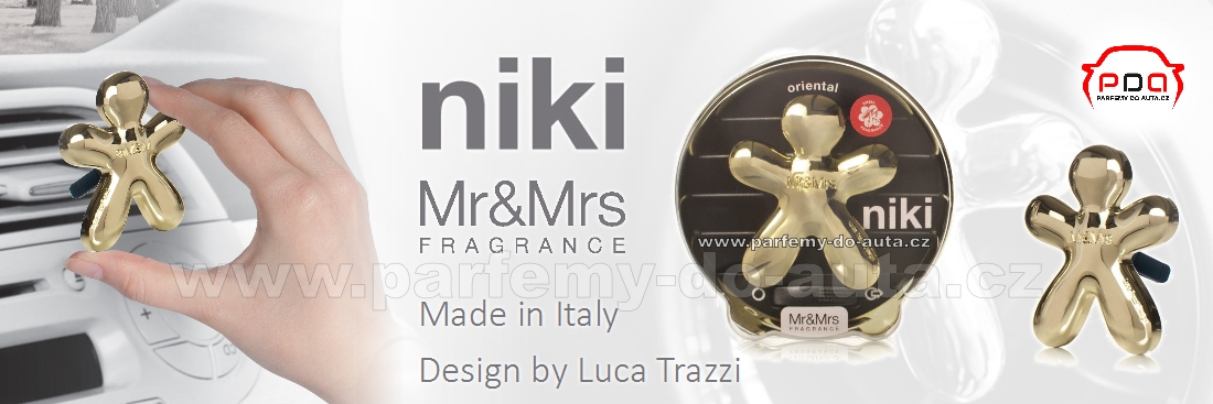 Panáček NIKI lesklý zlatý Oriental vůně do auta Mr&Mrs Fragrance